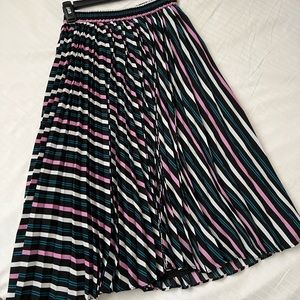 Halogen purple, white, black and teal midi stripped pleated skirt size XXS